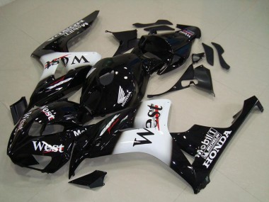Glänzendes Schwarz Weiß West 2006-2007 Honda CBR1000RR Motorrad Verkleidung
