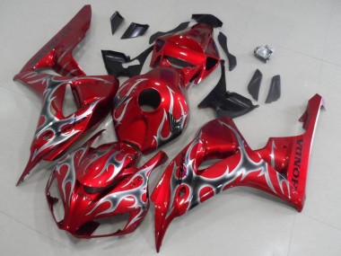 Rot Schwarz Silber Flamme 2006-2007 Honda CBR1000RR Motorrad Verkleidung