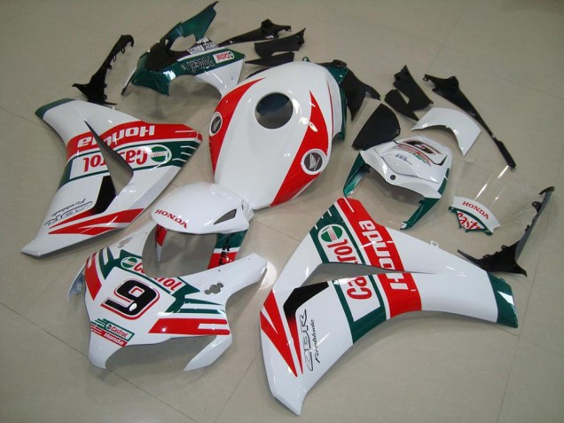 Weiß Rot Dunkel Grün Castrol No 9 2008-2011 Honda CBR1000RR Motorrad Verkleidung