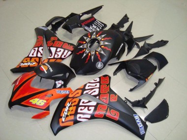 Matt Schwarz Orange Rossi Repsol 46 2008-2011 Honda CBR1000RR Motorrad Verkleidung