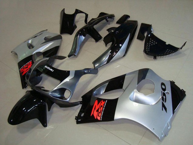Glänzendes Schwarz Silber 1996-2000 Suzuki GSXR 750 Motorrad Verkleidung