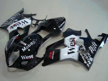 Glänzendes Schwarz Weiß West Rot 2003-2004 Suzuki GSXR 1000 Motorrad Verkleidung