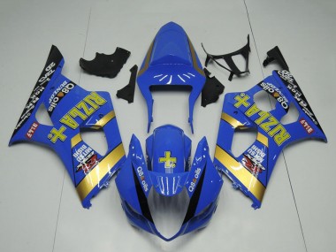 Blau Gold Schwarz Rizla 2003-2004 Suzuki GSXR 1000 Motorrad Verkleidung