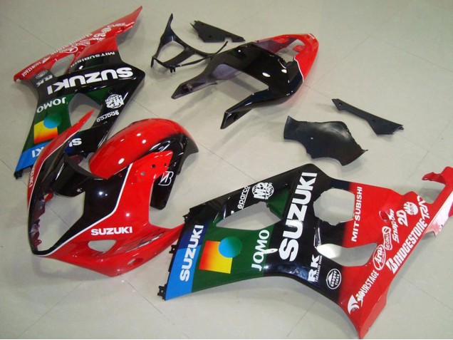 Rot Schwarz Blau Grün JOMO Pepephone 2003-2004 Suzuki GSXR 1000 Motorrad Verkleidung