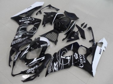 Glänzendes Schwarz Weiß Corona 2005-2006 Suzuki GSXR 1000 Motorrad Verkleidung