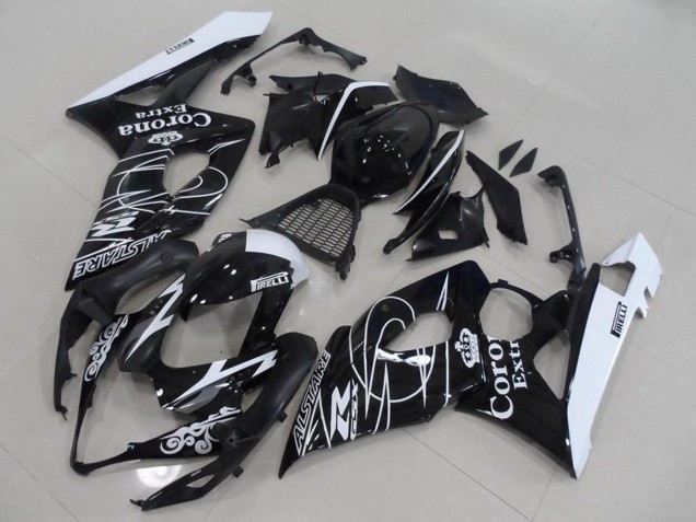 Glänzendes Schwarz Weiß Corona 2005-2006 Suzuki GSXR 1000 Motorrad Verkleidung