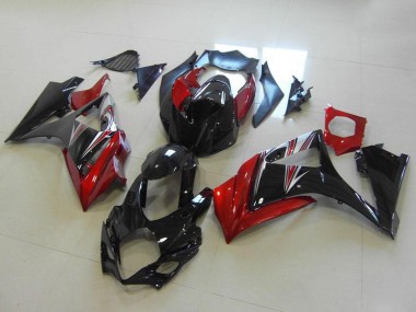 Rot Glänzendes Schwarz Kein Aufkleber 2007-2008 Suzuki GSXR 1000 Motorrad Verkleidung
