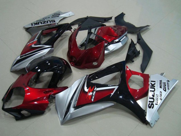 Rot Silber Glänzendes Schwarz 2007-2008 Suzuki GSXR 1000 Motorrad Verkleidung