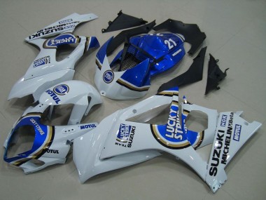 Weiß Blau Lucky Strike 2007-2008 Suzuki GSXR 1000 Motorrad Verkleidung
