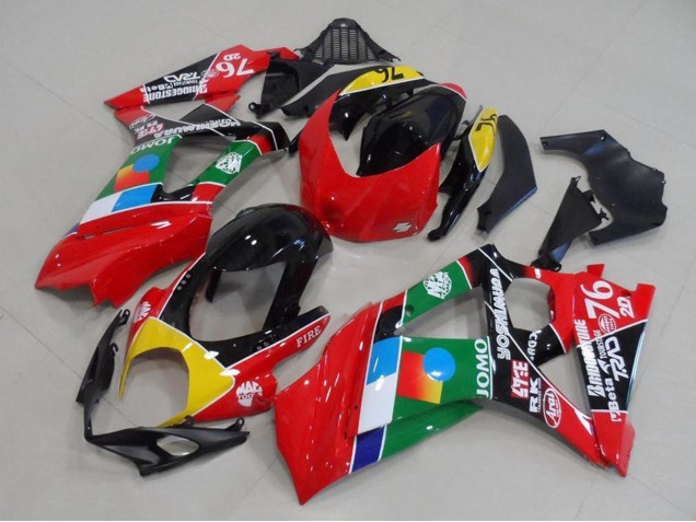 Rot Gelb Schwarz Blau Weiß Grün 2007-2008 Suzuki GSXR 1000 Motorrad Verkleidung