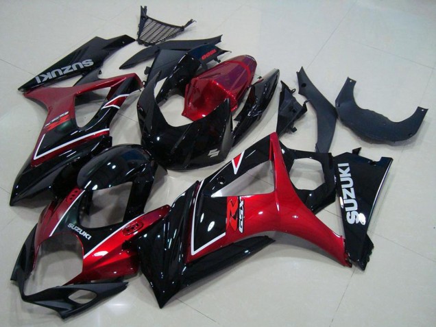Rot Glänzendes Schwarz 2007-2008 Suzuki GSXR 1000 Motorrad Verkleidung