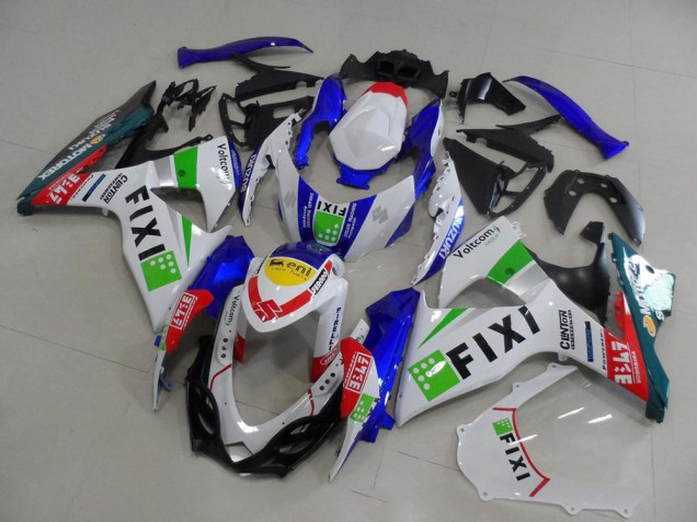 Weiß Blau Grün Gelb Rot Fixi 2009-2016 Suzuki GSXR 1000 Motorrad Verkleidung