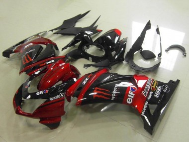 Bonbon Rot Glänzendes Schwarz Elf Touch4 Monster 2008-2012 Kawasaki ZX250R Motorrad Verkleidung