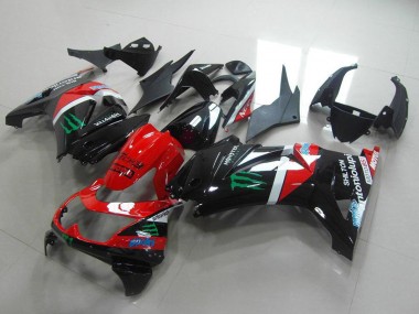 Glänzendes Schwarz Rot Weiß Grün Monster Motul 2008-2012 Kawasaki ZX250R Motorrad Verkleidung