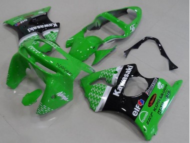 Grün Weiß Silber Glänzendes Schwarz 1998-1999 Kawasaki ZX6R Motorrad Verkleidung