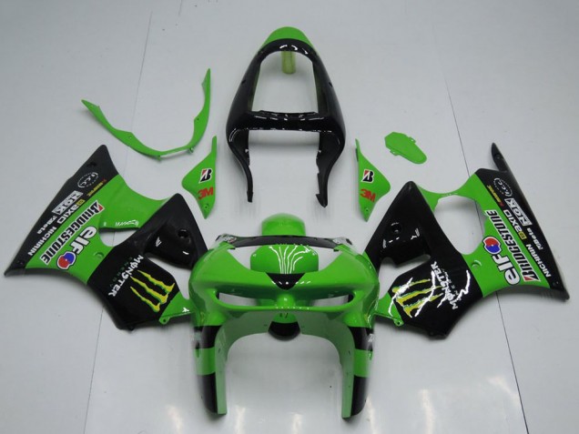 Grün Glänzendes Schwarz Gelb Elf Bridgestone Monster 1998-1999 Kawasaki ZX6R Motorrad Verkleidung