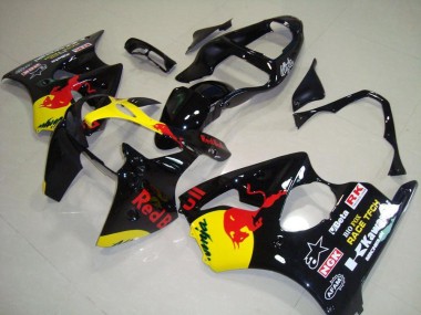 Glänzendes Schwarz Gelb Red Bull 2000-2002 Kawasaki ZX6R Motorrad Verkleidung