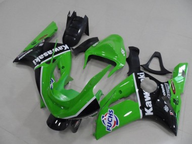 Grün Weiß Schwarz Fuchs 2003-2004 Kawasaki ZX6R Motorrad Verkleidung