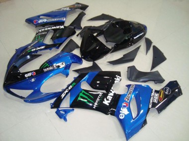 Blau Glänzendes Schwarz Grün Monster 2005-2006 Kawasaki ZX6R Motorrad Verkleidung