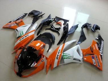 Orange Weiß Glänzendes Schwarz Grün Elf Bridgestone Monster 2009-2012 Kawasaki ZX6R Motorrad Verkleidung