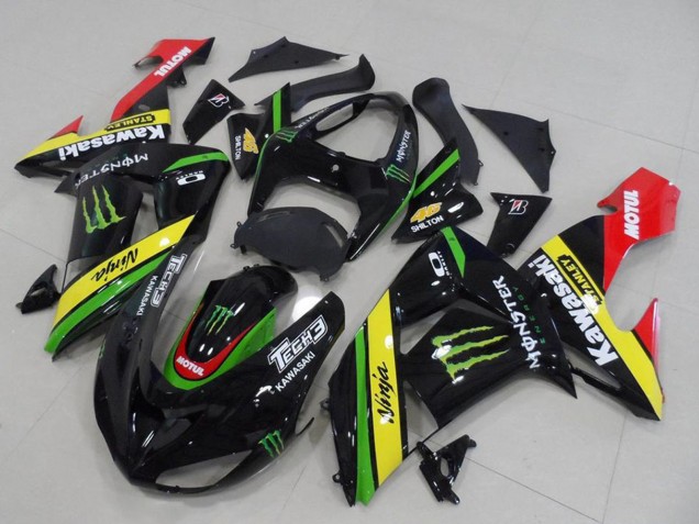 Glänzendes Schwarz Rot Gelb Grün Monster 2006-2007 Kawasaki ZX10R Motorrad Verkleidung