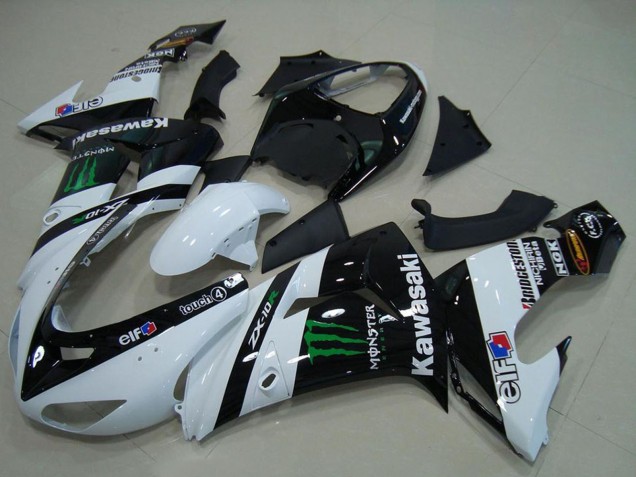 Weiß Glänzendes Schwarz Grün Elf Monster 2006-2007 Kawasaki ZX10R Motorrad Verkleidung