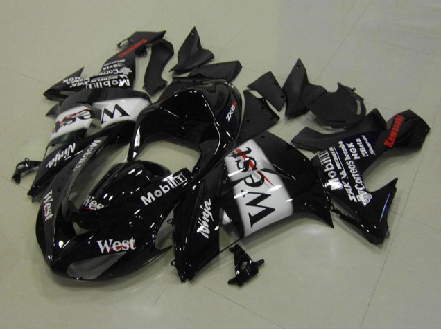 Glänzendes Schwarz Weiß West Rot 2006-2007 Kawasaki ZX10R Motorrad Verkleidung