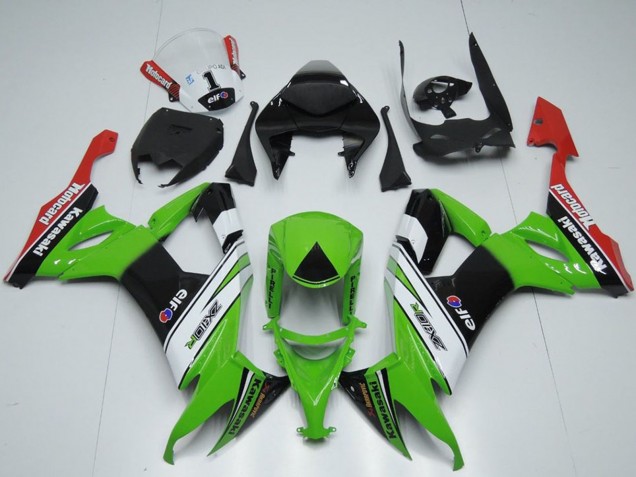 Grün Weiß Schwarz Rot Elf Motorrad 2008-2010 Kawasaki ZX10R Motorrad Verkleidung