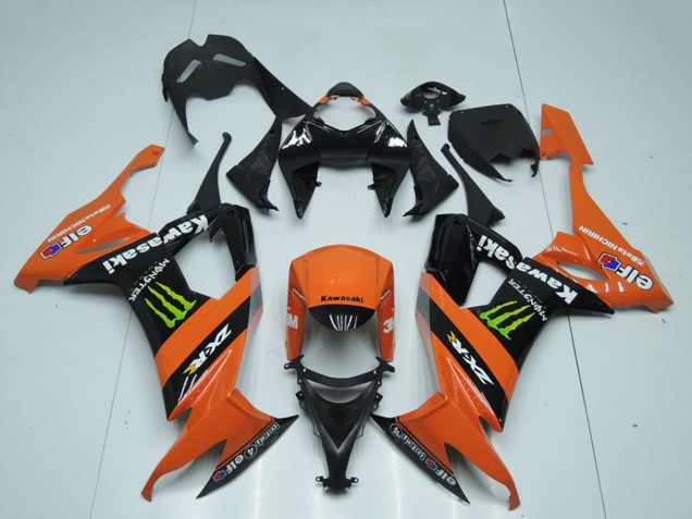 Orange Schwarz Grün Monster 2008-2010 Kawasaki ZX10R Motorrad Verkleidung