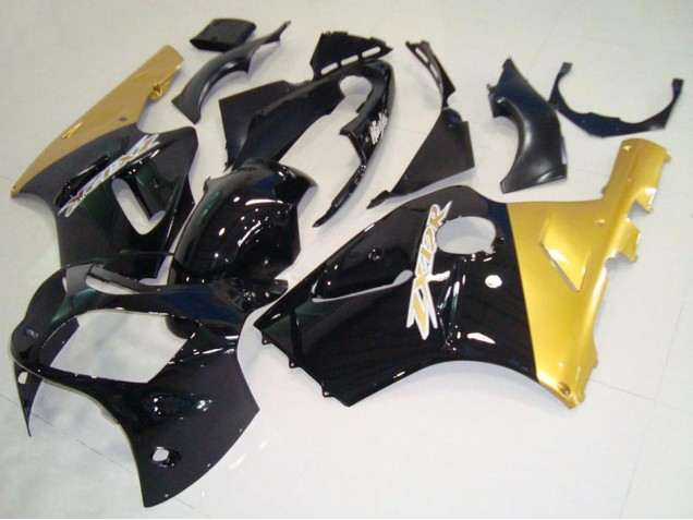 Glänzendes Schwarz Gold 2000-2001 Kawasaki ZX12R Motorrad Verkleidung