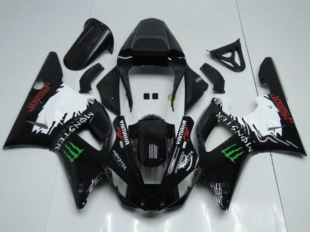 Glänzendes Schwarz Weiß Rot Grün Monster 2000-2001 Yamaha YZF R1 Motorrad Verkleidung