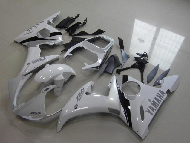 Weiß Glänzendes Schwarz 2003-2004 Yamaha YZF R6 Motorrad Verkleidung Kit