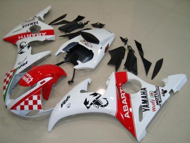 Weiß Rot Abarth Motul 2003-2004 Yamaha YZF R6 Motorrad Verkleidung