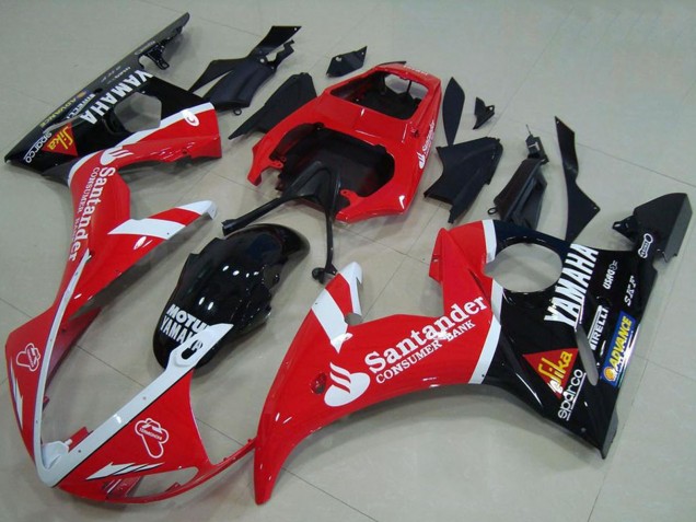 Rot Weiß Glänzendes Schwarz Santunder Motul 2003-2004 Yamaha YZF R6 Motorrad Verkleidung