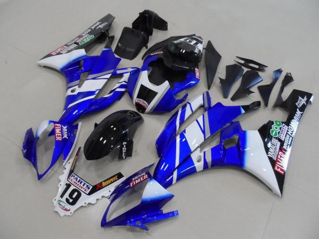 Weiß Blau Glänzendes Schwarz Fimer Yamalube 2006-2007 Yamaha YZF R6 Motorrad Verkleidung