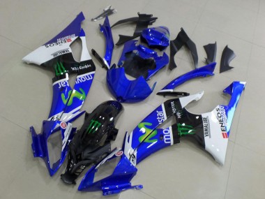 Weiß Blau Glänzendes Schwarz Grün Monster MoviStar 2008-2016 Yamaha YZF R6 Motorrad Verkleidung