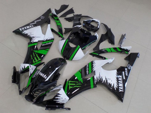 Weiß Glänzendes Schwarz Grün Monster Motul 2008-2016 Yamaha YZF R6 Motorrad Verkleidung