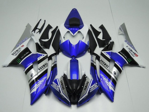 Weiß Blau Silber Schwarz Monster ENEOS Yamalube Semakin Didepan 2008-2016 Yamaha YZF R6 Motorrad Verkleidung