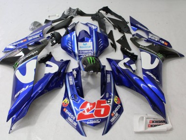 Weiß Blau Grün Monster MoviStar 2017-2023 Yamaha YZF R6 Motorrad Verkleidung