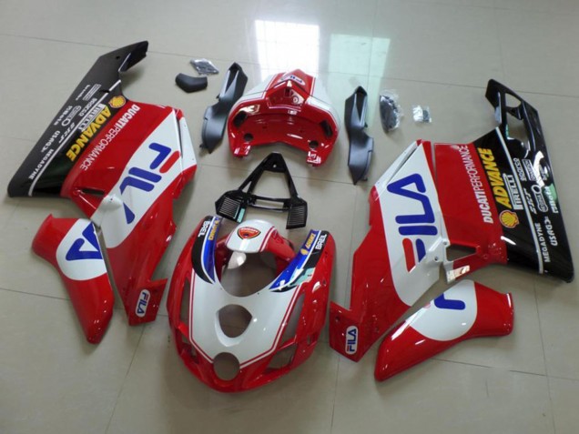 Weiß Rot Blau Glänzendes Schwarz Fila 2003-2004 Ducati 749 999 Motorrad Verkleidung