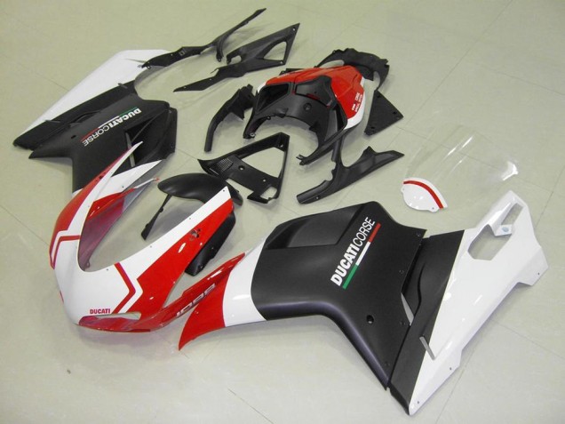 Weiß Rot Matt Schwarz Corse 2007-2014 Ducati 1098 Motorrad Verkleidung