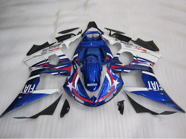 Weiß Blau Rot Motul Fiat 2003-2004 Yamaha YZF R6 Motorrad Verkleidung