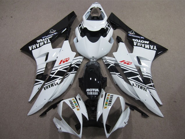 Weiß Glänzendes Schwarz Motul 2006-2007 Yamaha YZF R6 Motorrad Verkleidung