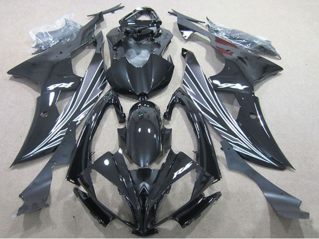 Glänzendes Schwarz Weiß Streifen 2008-2016 Yamaha YZF R6 Motorrad Verkleidung