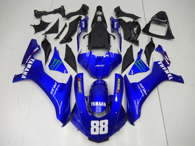 Blau Grün Monster Akropovic 2015-2019 Yamaha YZF R1 Motorrad Verkleidung