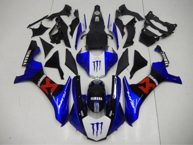 Blau Weiß Schwarz Rot Monster Akropovic 2015-2019 Yamaha YZF R1 Motorrad Verkleidung