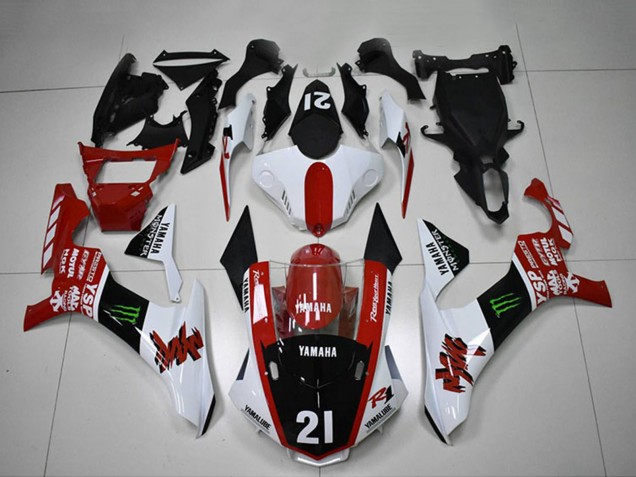 Weiß Rot Glänzendes Schwarz Grün Monster Motul YSP 2015-2019 Yamaha YZF R1 Motorrad Verkleidung
