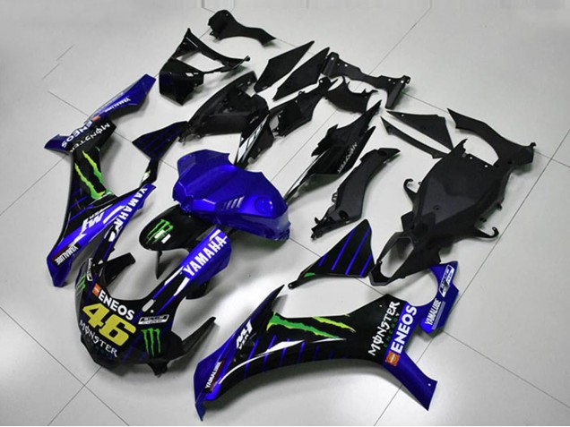 Blau Weiß Schwarz Grün ENEOS Monster M1 46 2015-2019 Yamaha YZF R1 Motorrad Verkleidung