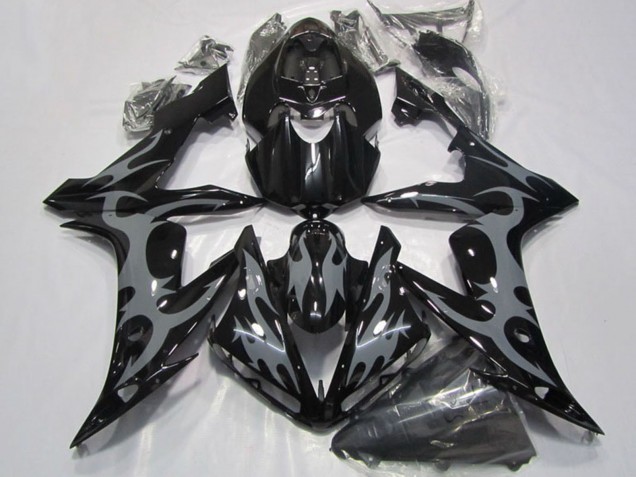 Glänzendes Schwarz Grau Flamme 2004-2006 Yamaha YZF R1 Motorrad Verkleidung