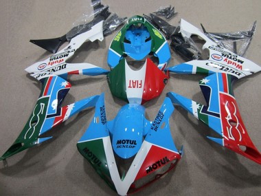 Weiß Blau Rot Grün Weiß Fiat Motul 2004-2006 Yamaha YZF R1 Motorrad Verkleidung